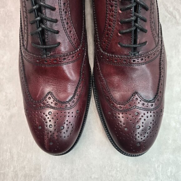 Wingtip Oxford Dress Shoes Mens Sz 10 Red Leather Preppy Lace Up Brogue Loafers - Picture 12 of 12